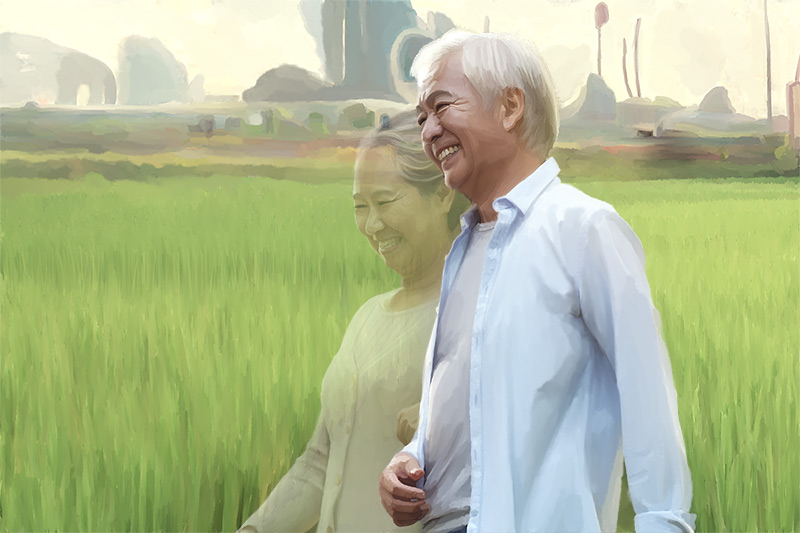 Man walking with ghost of his wife in A Language Older Than Words