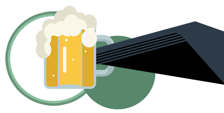 Raven holding beer in Harbinie of Death, by J.J. Litke