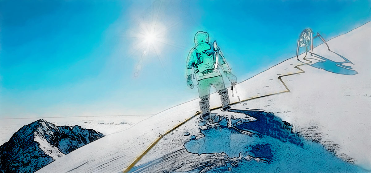 Mountain climber in The Jewel of the Waves, the Diadem of the Sky