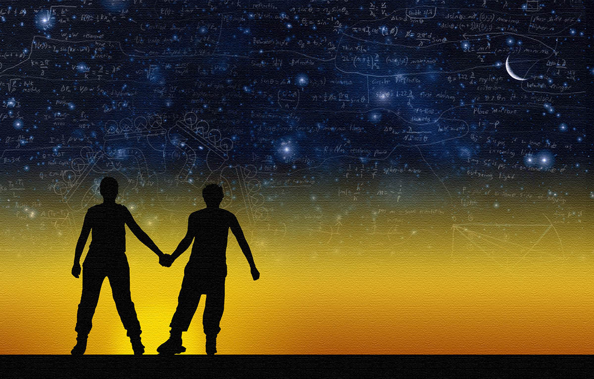 Two roller skaters at sunset in On the Electrodynamics of Skating Bodies, by David Boffa