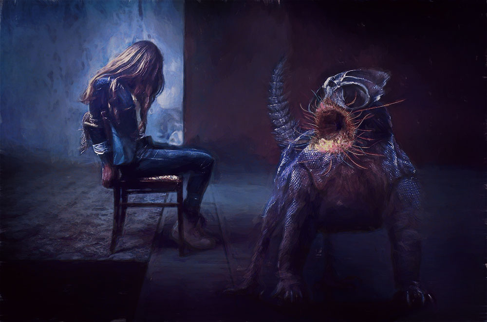 Creature guarding girl in One Shot at Aeden