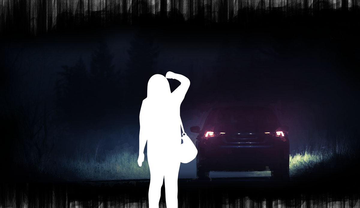 Silhouette of woman and a car in Our Kind