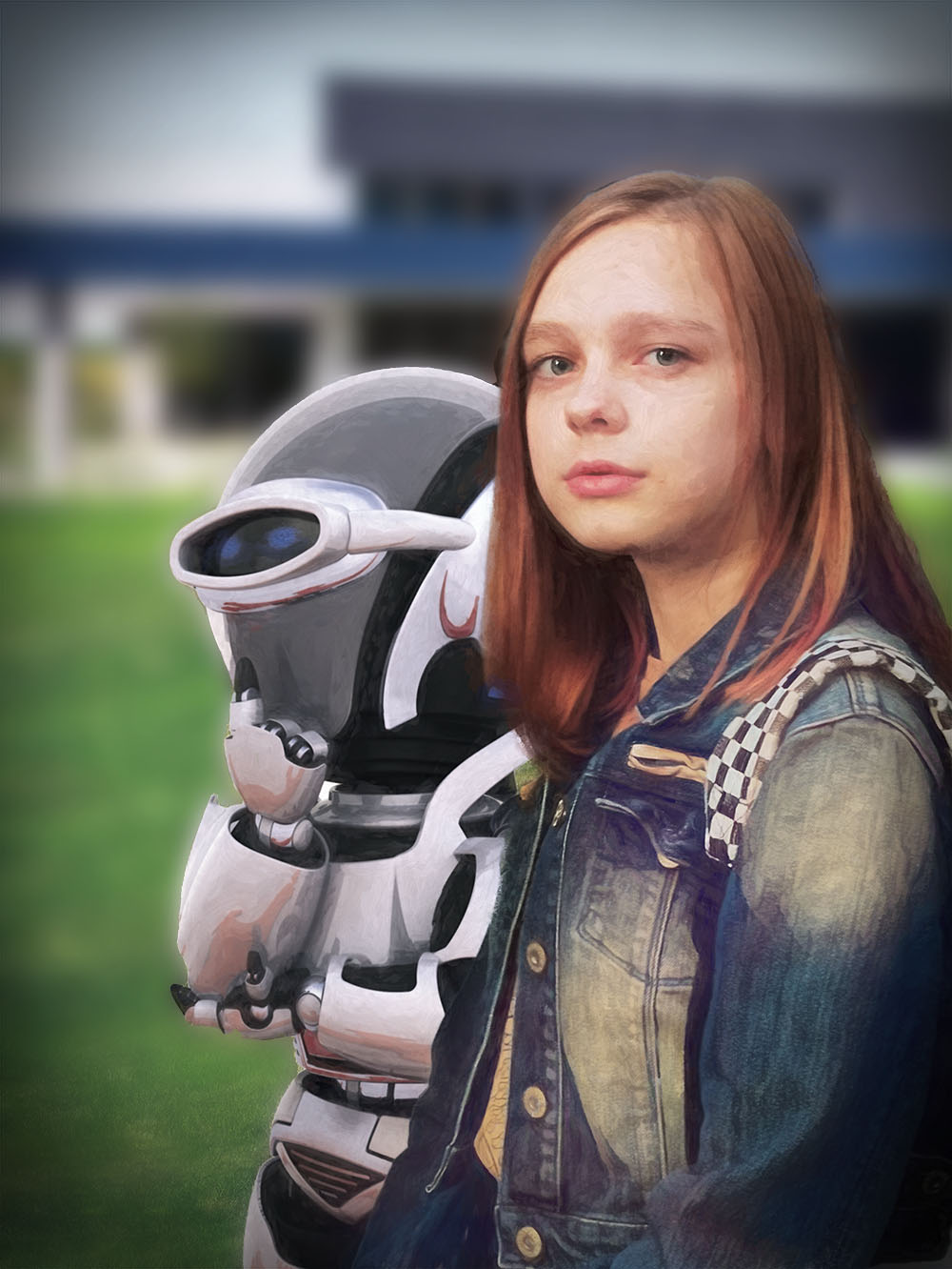 Girl and robot in The Peculiar Constraints of Peacetime
