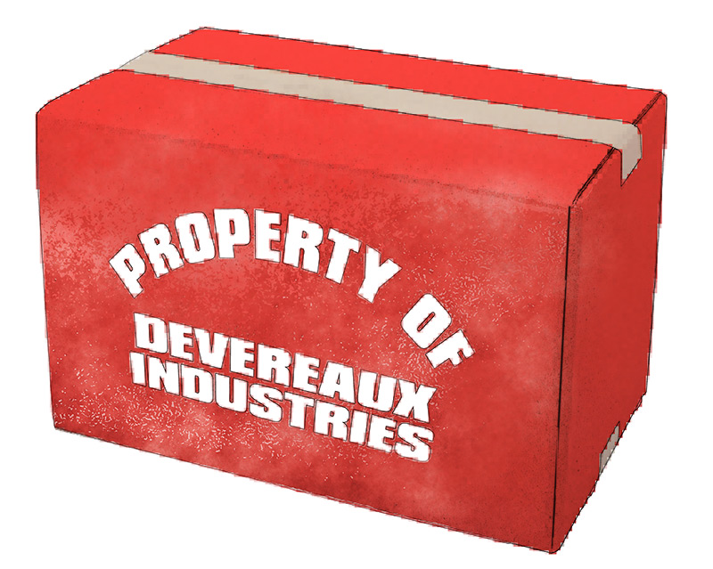 Box with Property of Devereaux Industries in Unlinked, by Kelley Stead
