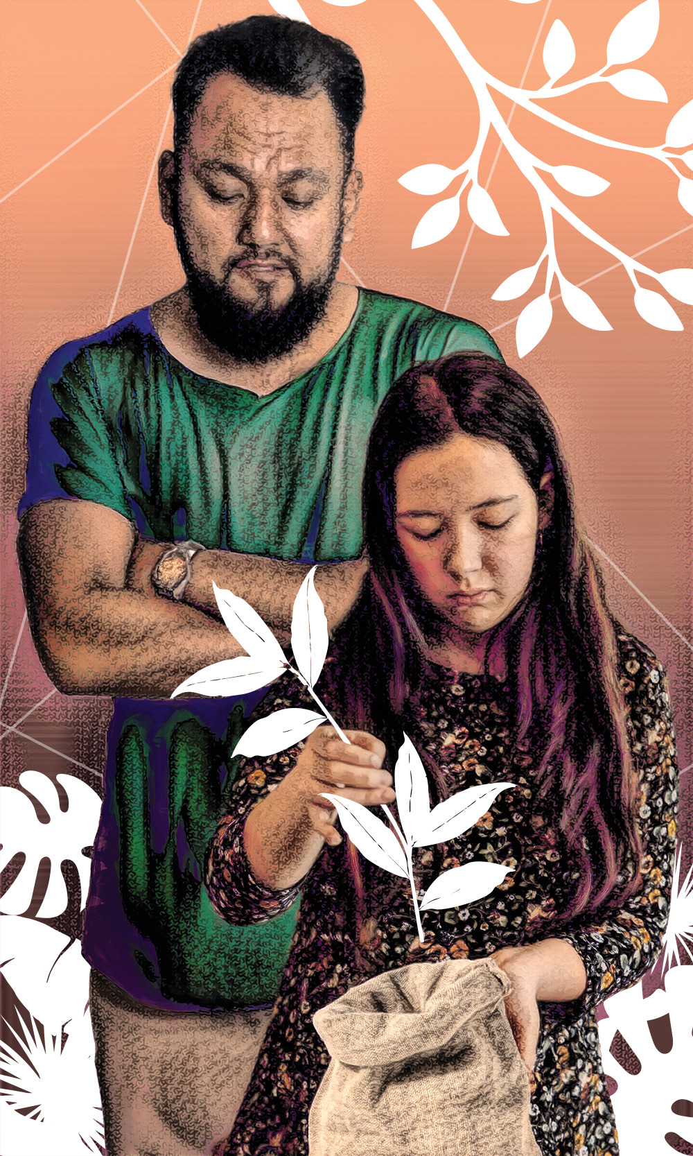 Javiar and daughter with plant